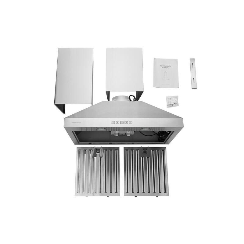 Hauslane 30" Pro Wall Mount Range Hood Powerful Suction, 3 Speeds, LED